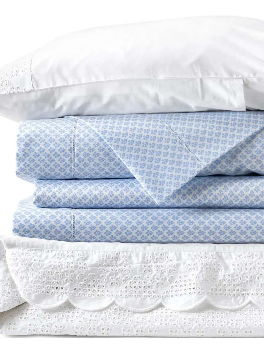 Пододеяльник с мережкой Eyelet Duvet Cover Lands' End — изображение 4 из 4, белый