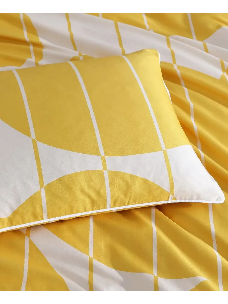 Vesi Unikko Хлопковый сатин 3 шт. Комплект пододеяльников, размер King Marimekko — изображение 7 из 10, желтый