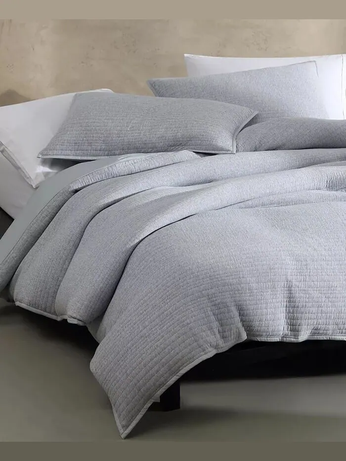 Комплекты пододеяльников из джерси из меланжа и тенселя в рубчик Matelasse Calvin Klein — изображение 4 из 5, серый синий