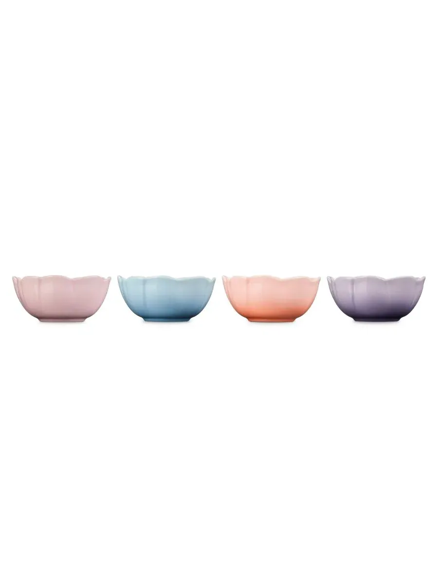 Набор пиал из каменной керамики Petal Stoneware 4-Pc. Bowl Set Le Creuset — изображение 3 из 4, мульти