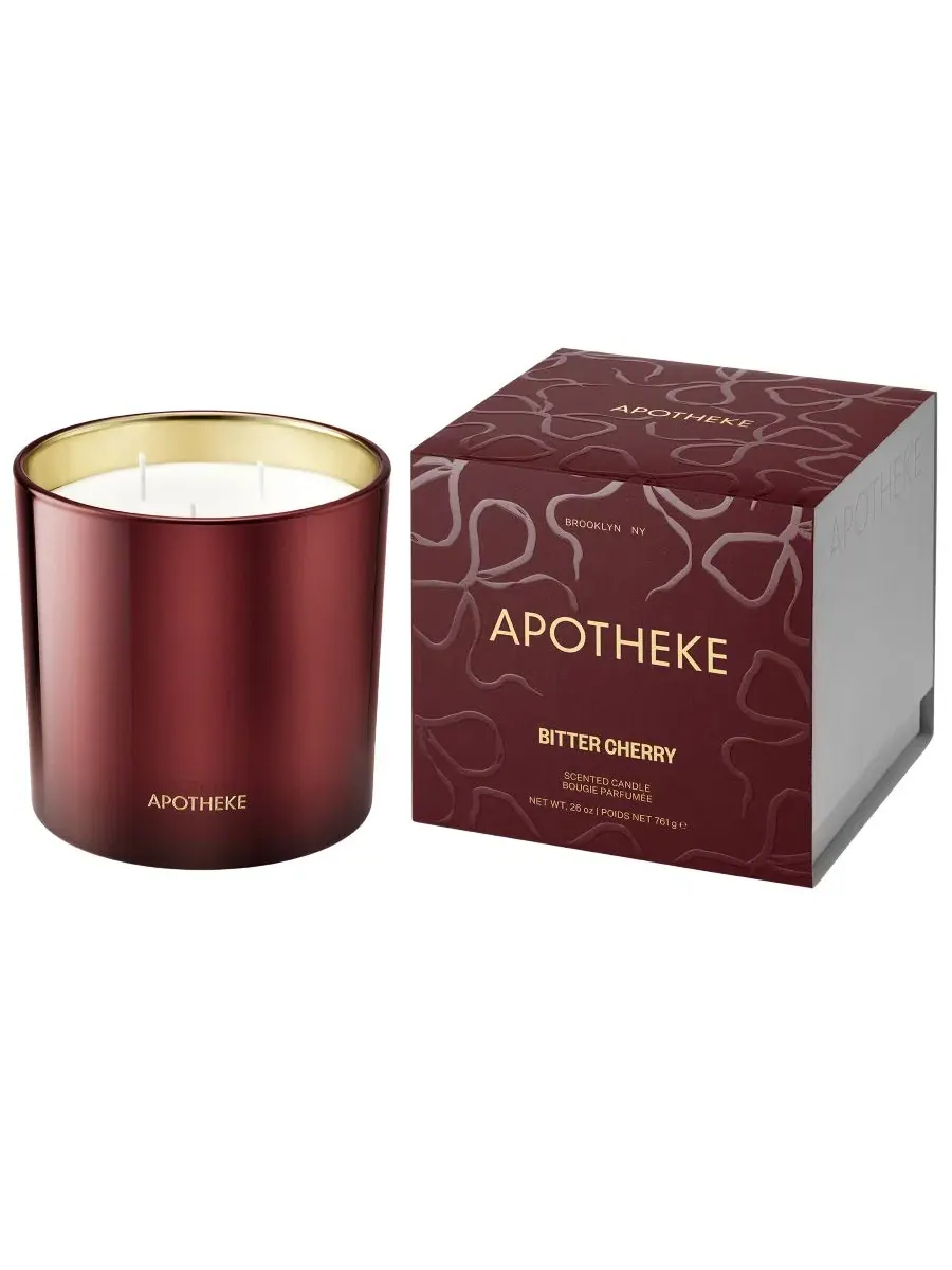 Ароматическая свеча Bitter Cherry, 3 фитиля, 0,77 л APOTHEKE — красный