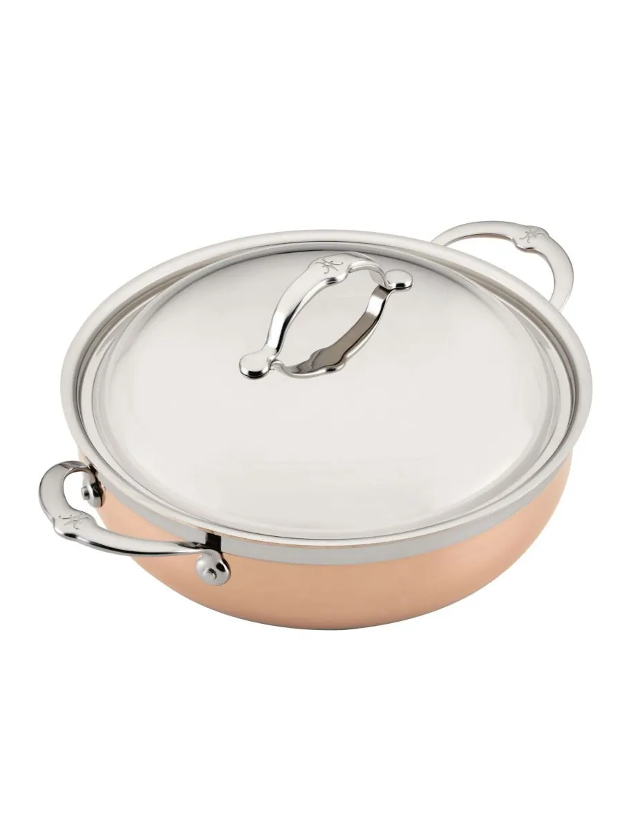 Hestan Индукционная медная кастрюля CopperBond объемом 5 кварт с купольной крышкой — изображение 3 из 6, медь