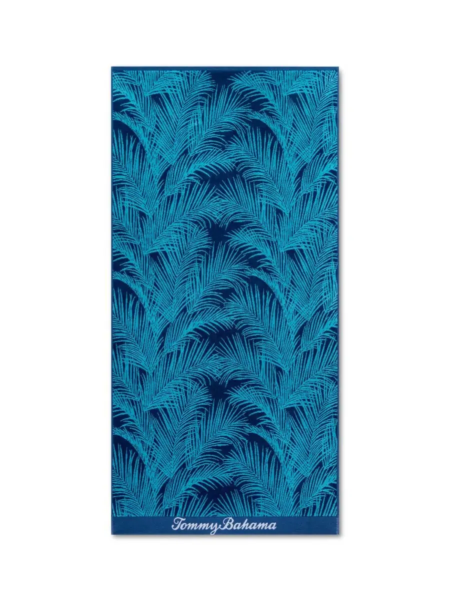 Пляжное полотенце с принтом пальмовых листьев Palmette Yarn Dyed Beach Towel Tommy Bahama — изображение 2 из 5, лазурный