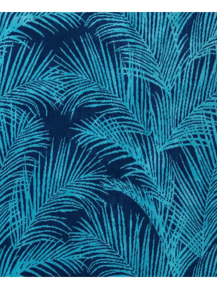 Пляжное полотенце с принтом пальмовых листьев Palmette Yarn Dyed Beach Towel Tommy Bahama — изображение 5 из 5, лазурный