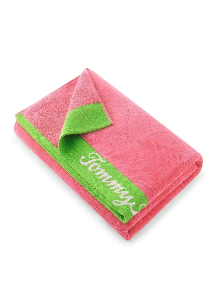 Пляжное полотенце с принтом пальмовых листьев, Palmette Yarn Dyed Beach Towel Tommy Bahama — изображение 3 из 5, розовый