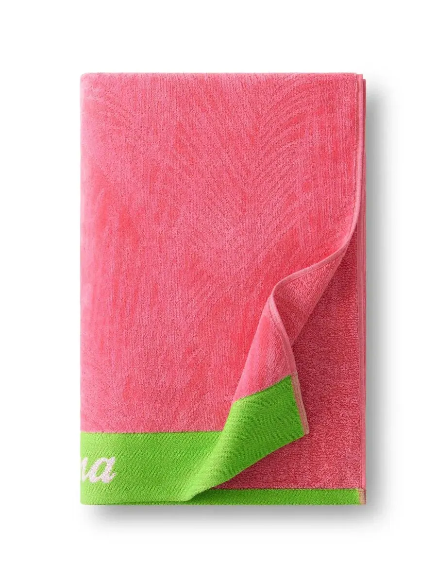 Пляжное полотенце с принтом пальмовых листьев, Palmette Yarn Dyed Beach Towel Tommy Bahama — изображение 4 из 5, розовый