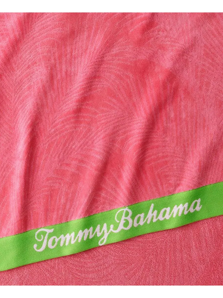 Пляжное полотенце с принтом пальмовых листьев, Palmette Yarn Dyed Beach Towel Tommy Bahama — изображение 5 из 5, розовый
