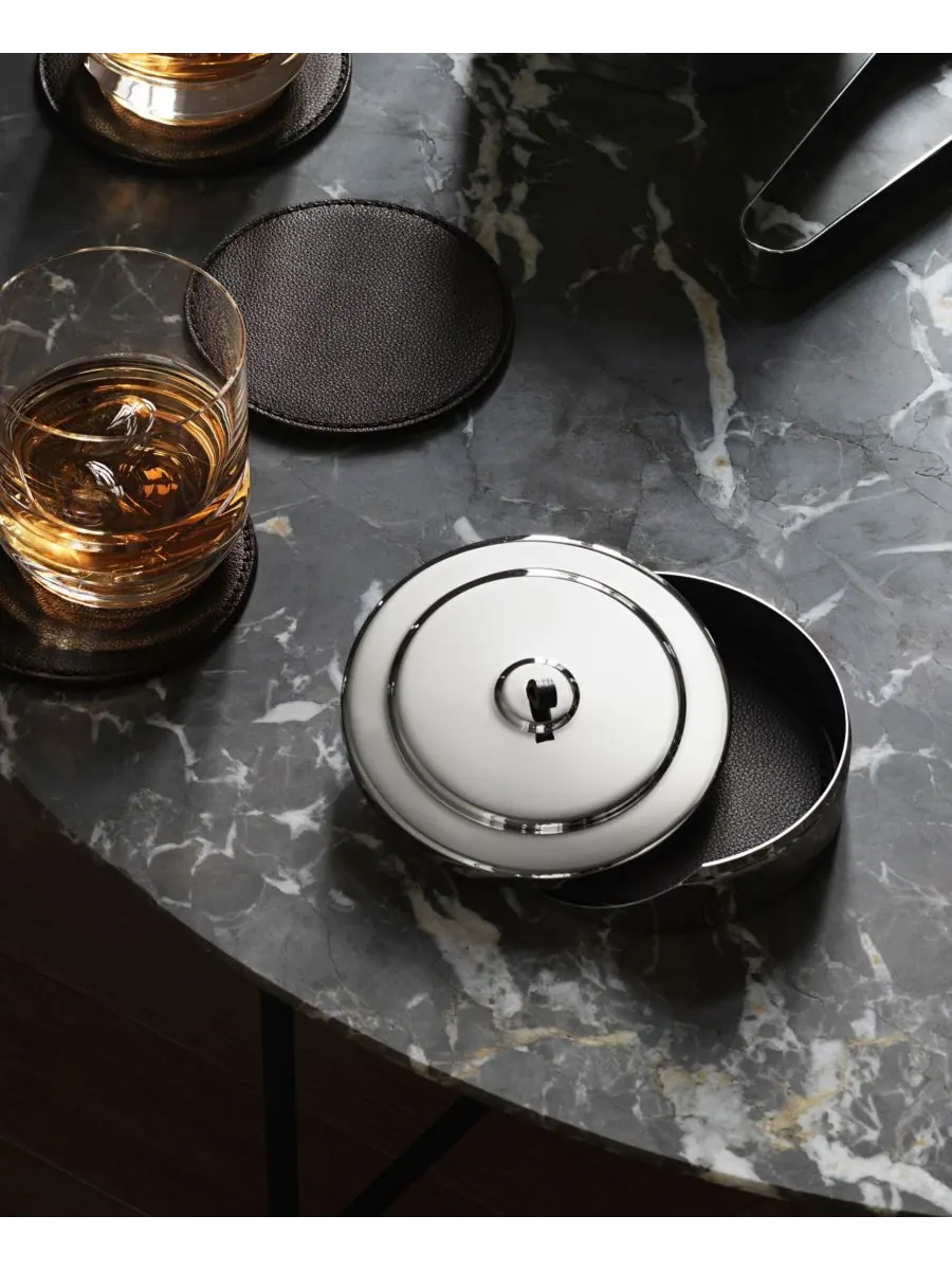 Набор из 4 кожаных подставок под кружки Manhattan Georg Jensen — изображение 2 из 2, серебряный