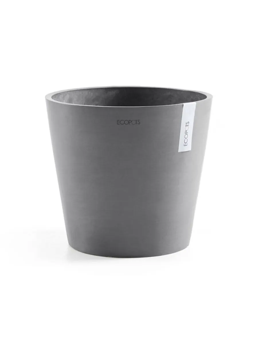 Современный круглый кашпо Amsterdam для комнатных и садовых растений, 10 дюймов ECOPOTS — серый