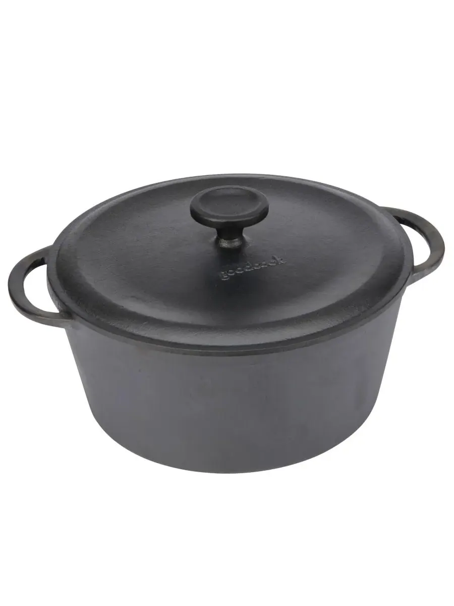 Предварительно обработанная чугунная кастрюля объемом 5 л Goodcook — черный