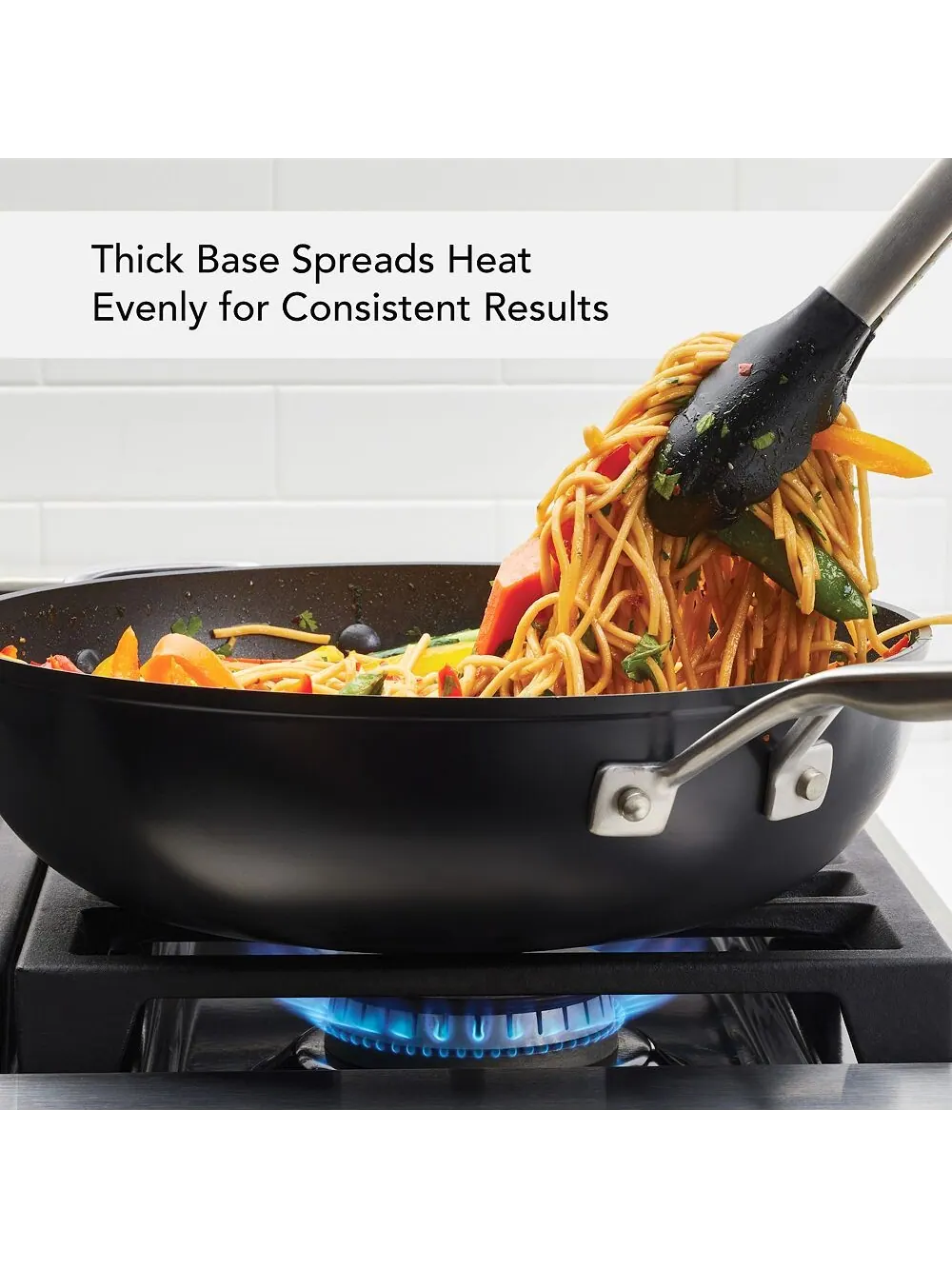 Сковорода-вок KitchenAid Hard-Anodized Aluminium Induction Nonstick Wok, 31 см — изображение 4 из 7, черный