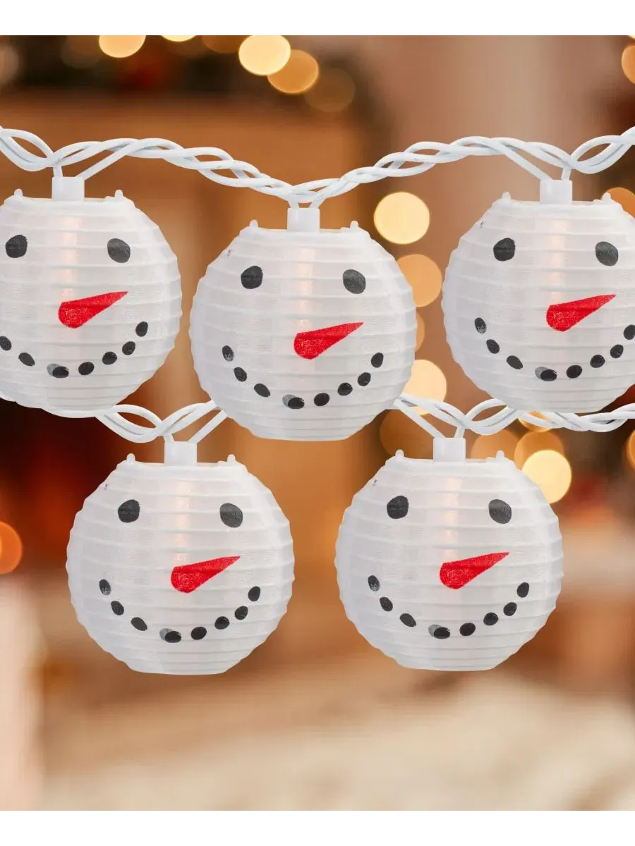 Гирлянда из бумажных фонариков со снеговиками Snowman Northlight — изображение 5 из 7, белый