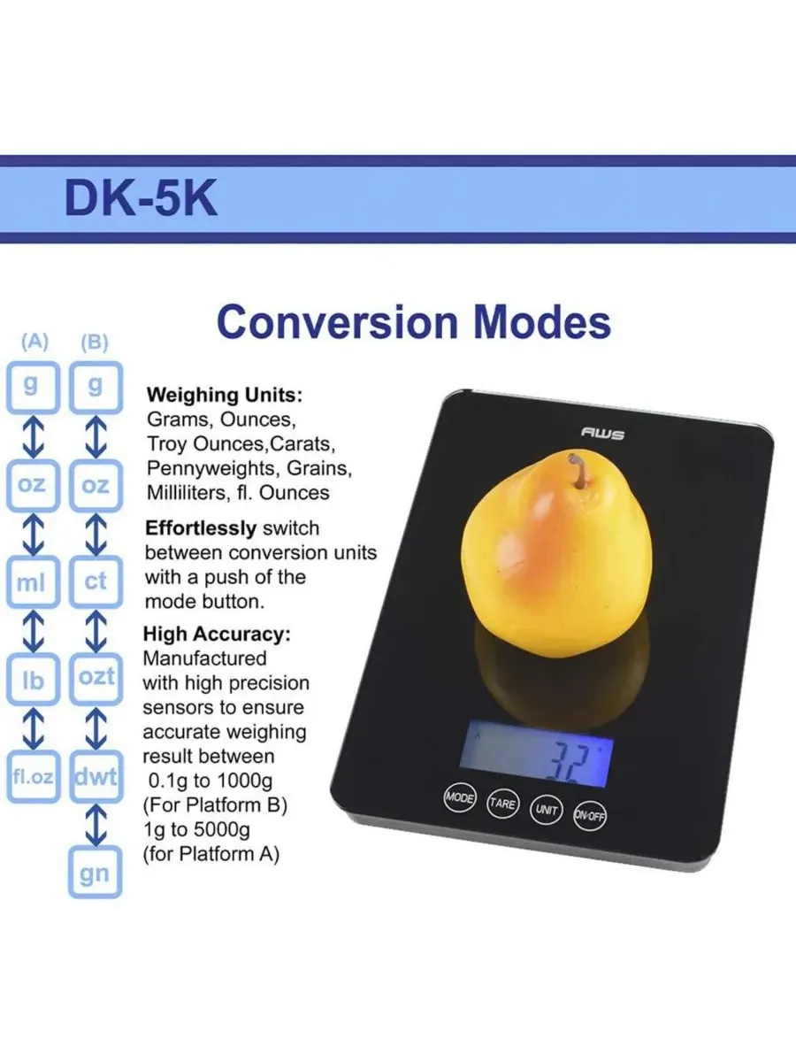 Цифровые весы DK-5K с двойной платформой American Weigh Scales — изображение 4 из 4, черный
