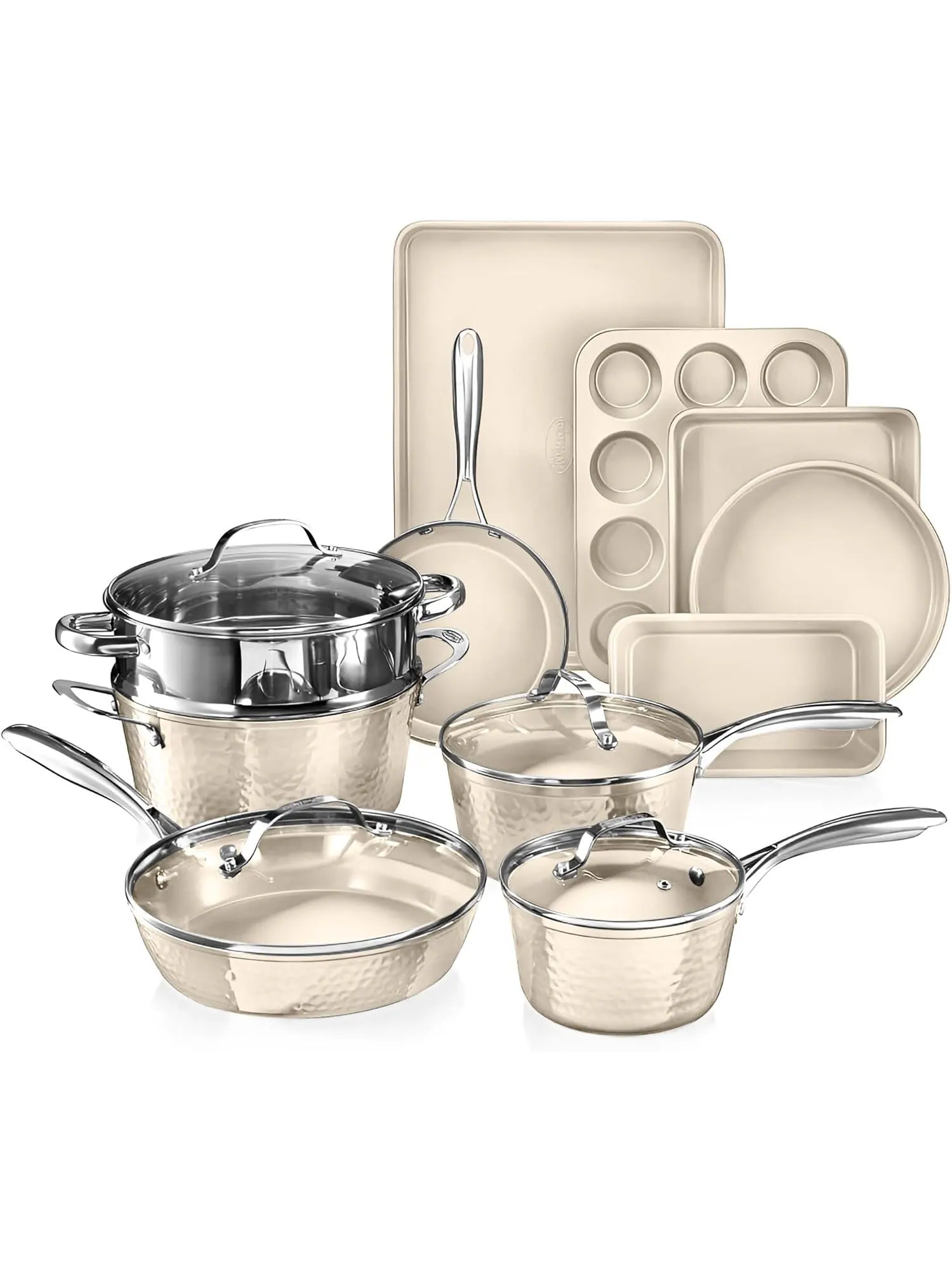 Набор кухонной посуды и форм для запекания Gotham Steel Hammered Ceramic Nonstick, 15 предметов