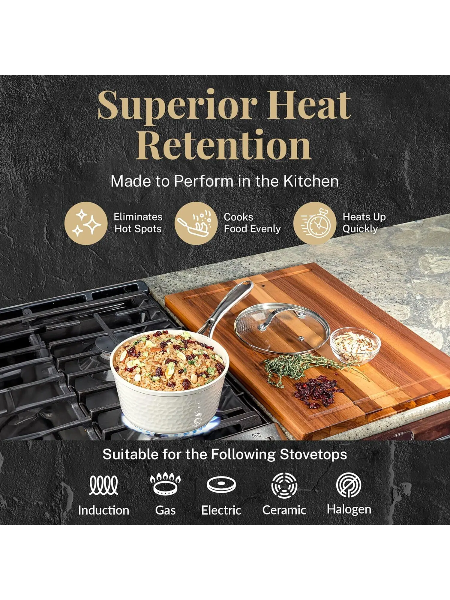 Набор кухонной посуды и форм для запекания Gotham Steel Hammered Ceramic Nonstick, 15 предметов — изображение 8 из 8