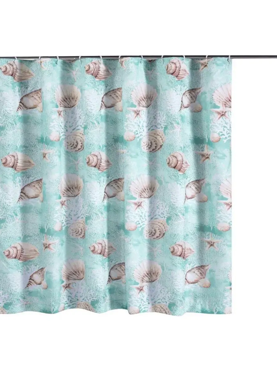 Шторка для ванной Ocean, 183x183 см, из полиэстера Barefoot Bungalow — голубой