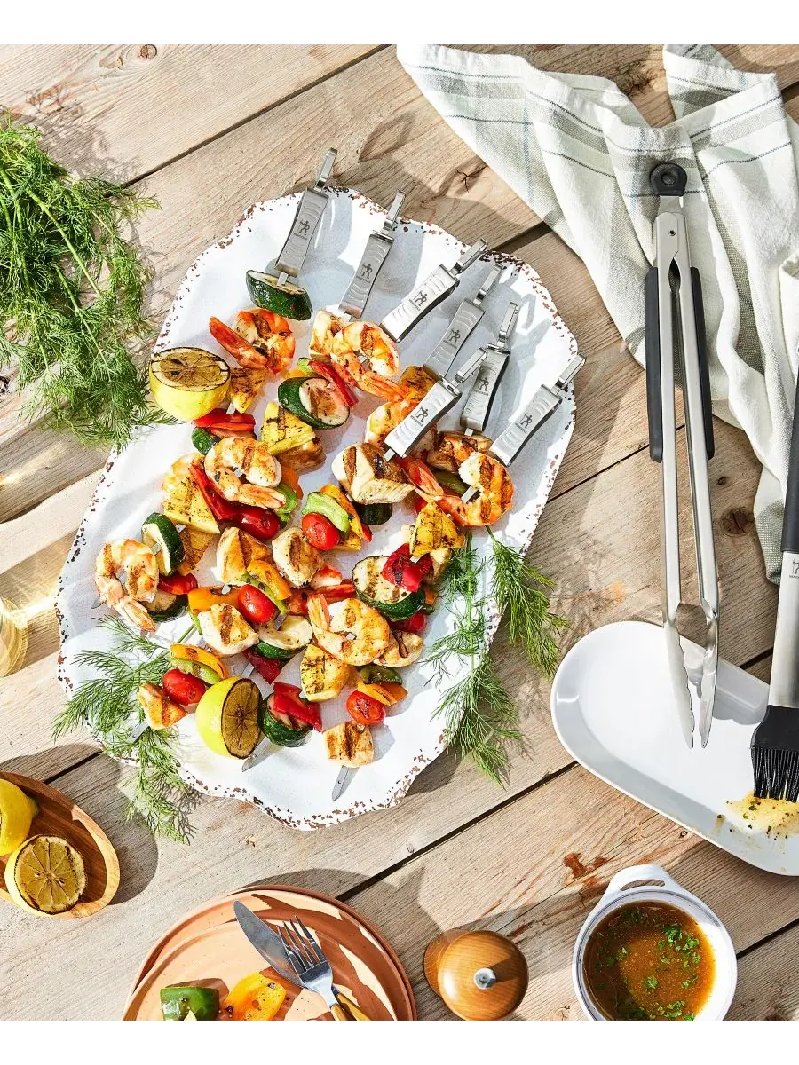 Набор шампуров HENCKELS BBQ Skewer Set с бегунком, 10 предметов — изображение 2 из 8, серебристый