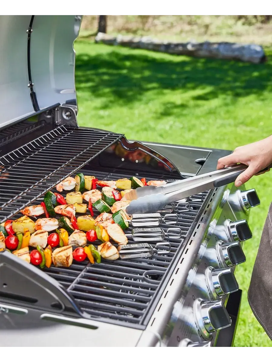 Набор шампуров HENCKELS BBQ Skewer Set с бегунком, 10 предметов — изображение 3 из 8, серебристый
