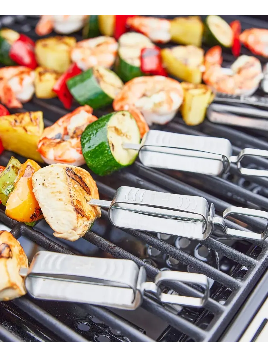 Набор шампуров HENCKELS BBQ Skewer Set с бегунком, 10 предметов — изображение 6 из 8, серебристый
