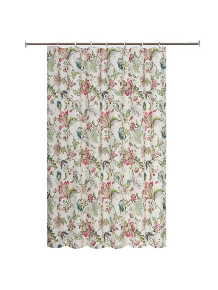 Шторка для ванной с цветочным принтом Brissac Classic Floral Design Buttonholes Ellis Curtain — красный