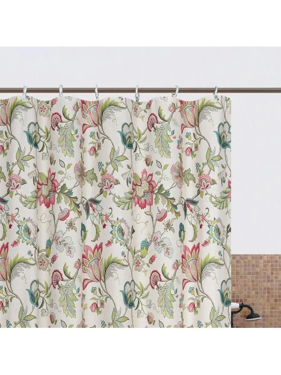 Шторка для ванной с цветочным принтом Brissac Classic Floral Design Buttonholes Ellis Curtain — изображение 3 из 4, красный
