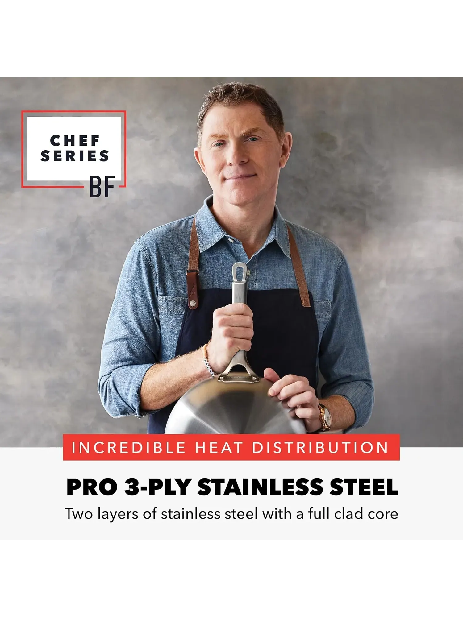 Шеф-сотейник с крышкой GreenPan x Bobby Flay Stainless Steel, 24 см, 3.55 л — изображение 3 из 10, серебристый