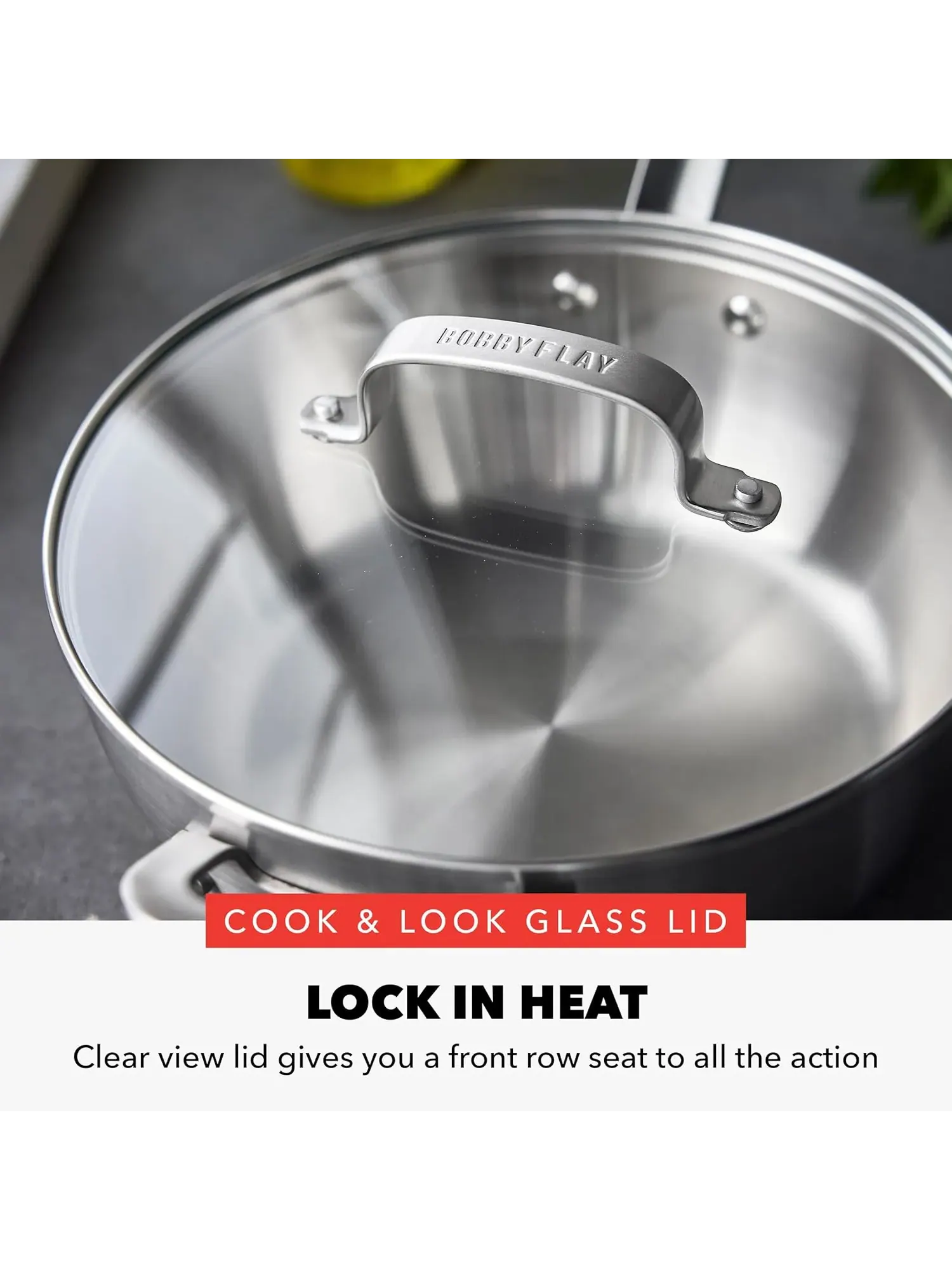 Шеф-сотейник с крышкой GreenPan x Bobby Flay Stainless Steel, 24 см, 3.55 л — изображение 7 из 10, серебристый