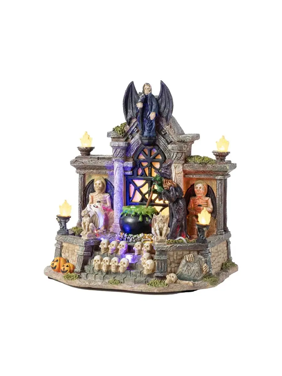 Светящаяся фигурка из смолы с привидениями Haunted House Village Glitzhome