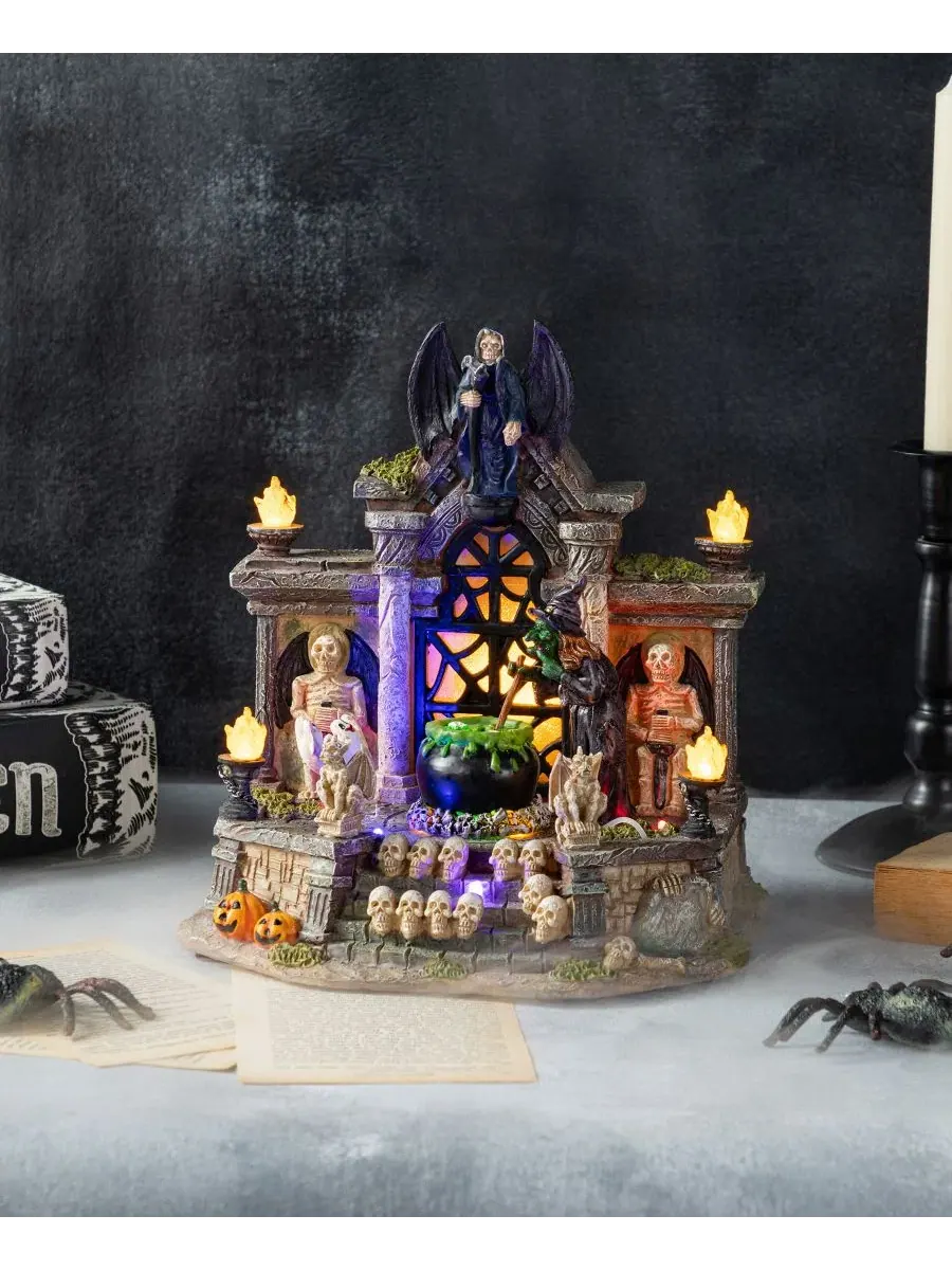 Светящаяся фигурка из смолы с привидениями Haunted House Village Glitzhome — изображение 8 из 9, мульти