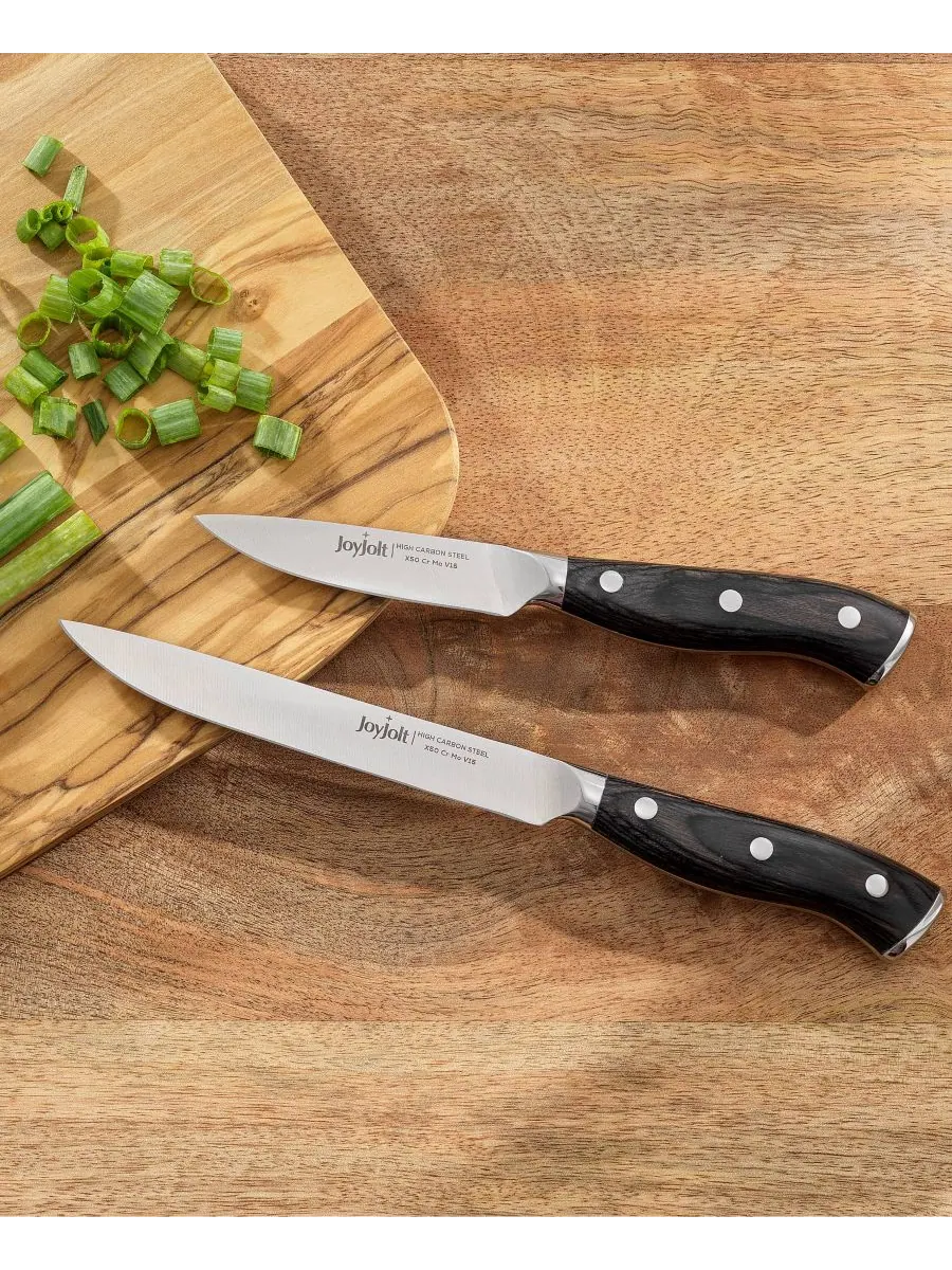Набор из 2 кухонных ножей из высокоуглеродистой стали JoyJolt — изображение 2 из 6, серебряный