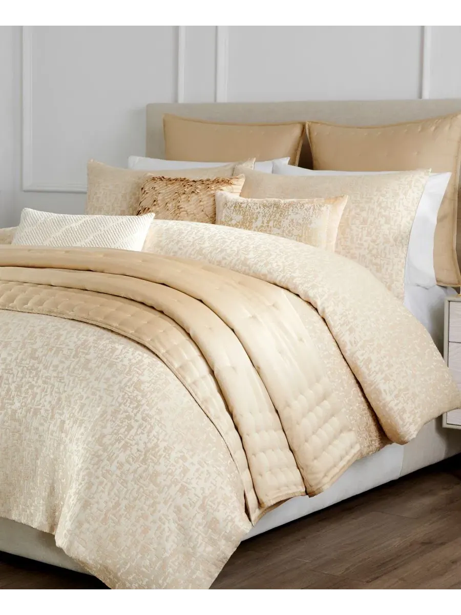 Фрагментированный узор Пододеяльник, King Donna Karan Home — изображение 2 из 3, золото