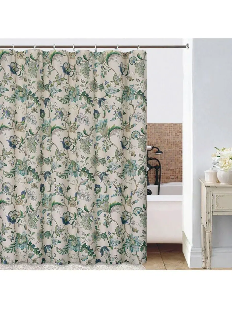 Шторка для ванной с цветочным принтом, 183x183 см, Brissac Classic Floral Design Buttonholes Ellis — изображение 2 из 3