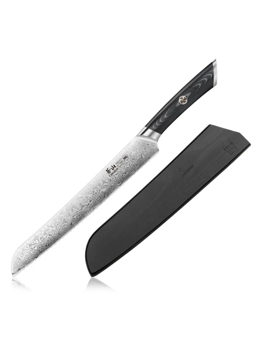 Хлебный нож Kuro Series Steel 23 см с ножнами Cangshan