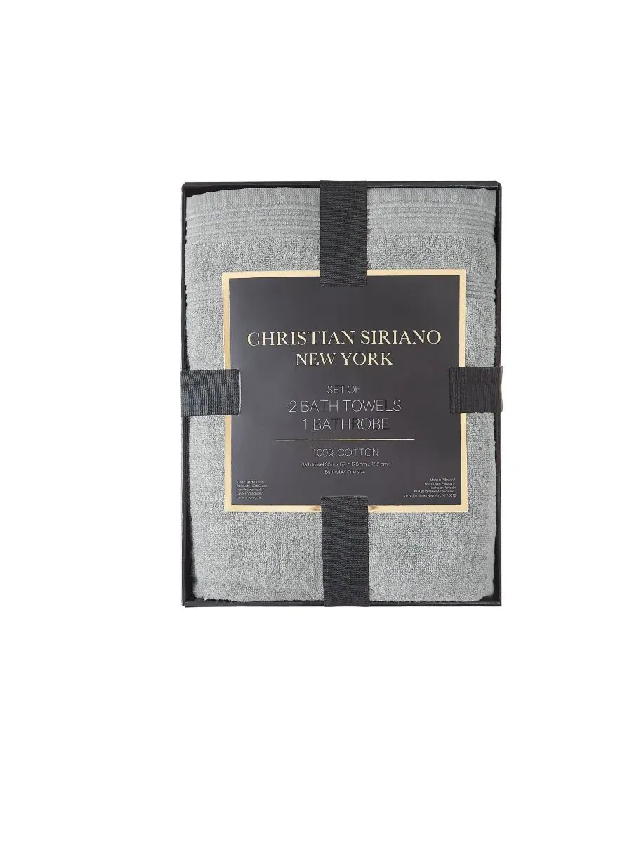Банный комплект из халата и полотенец Christian Siriano — изображение 4 из 5, серый
