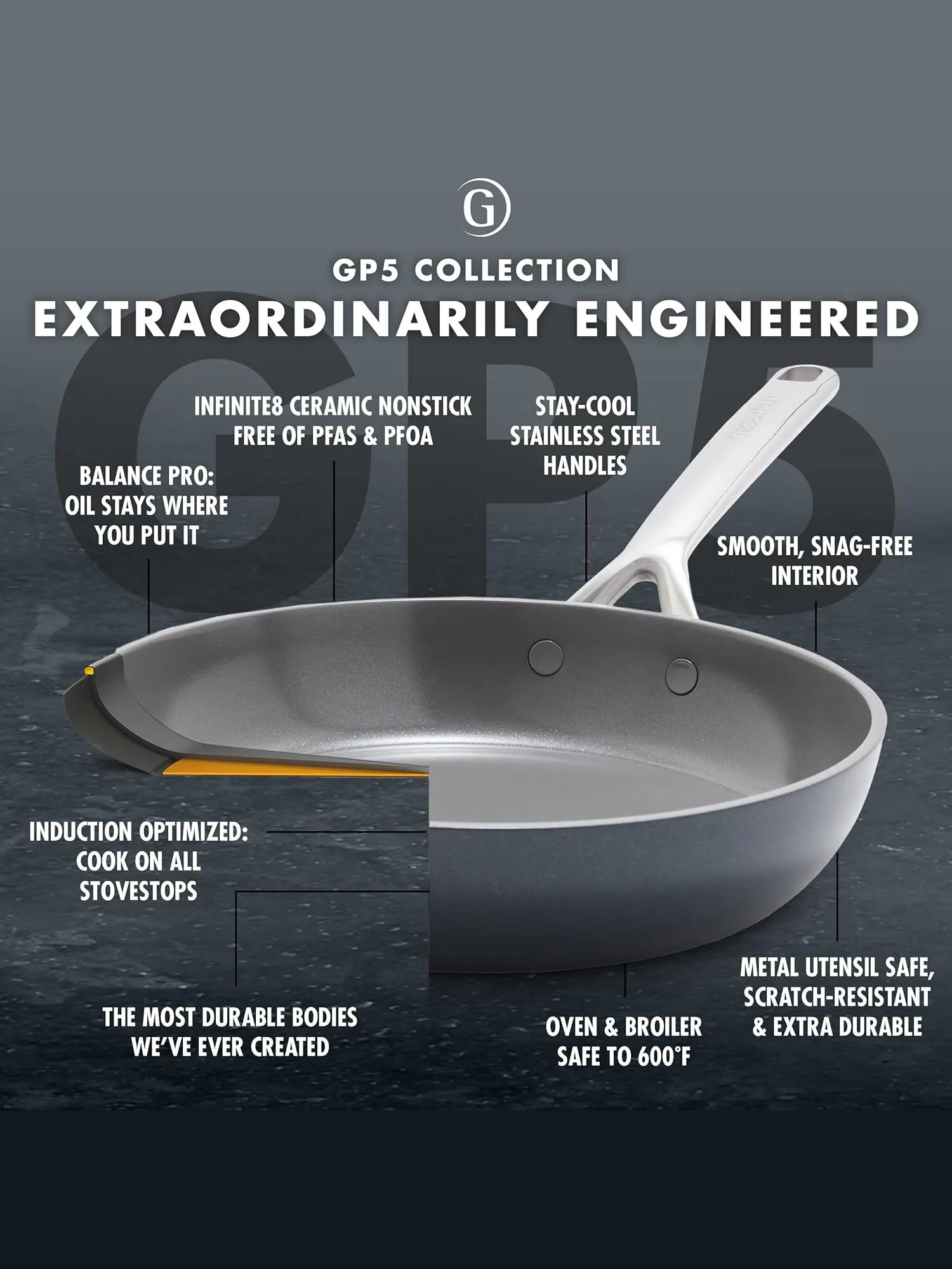 Набор посуды GreenPan GP5 Hard Anodized, 15 предметов — изображение 4 из 11, серый