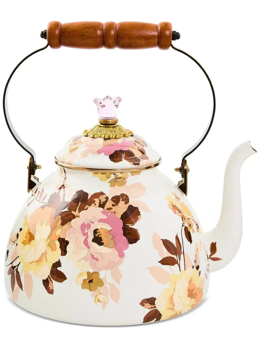 Чайник из эмалированной стали Wild Rose White, 3 л MacKenzie-Childs