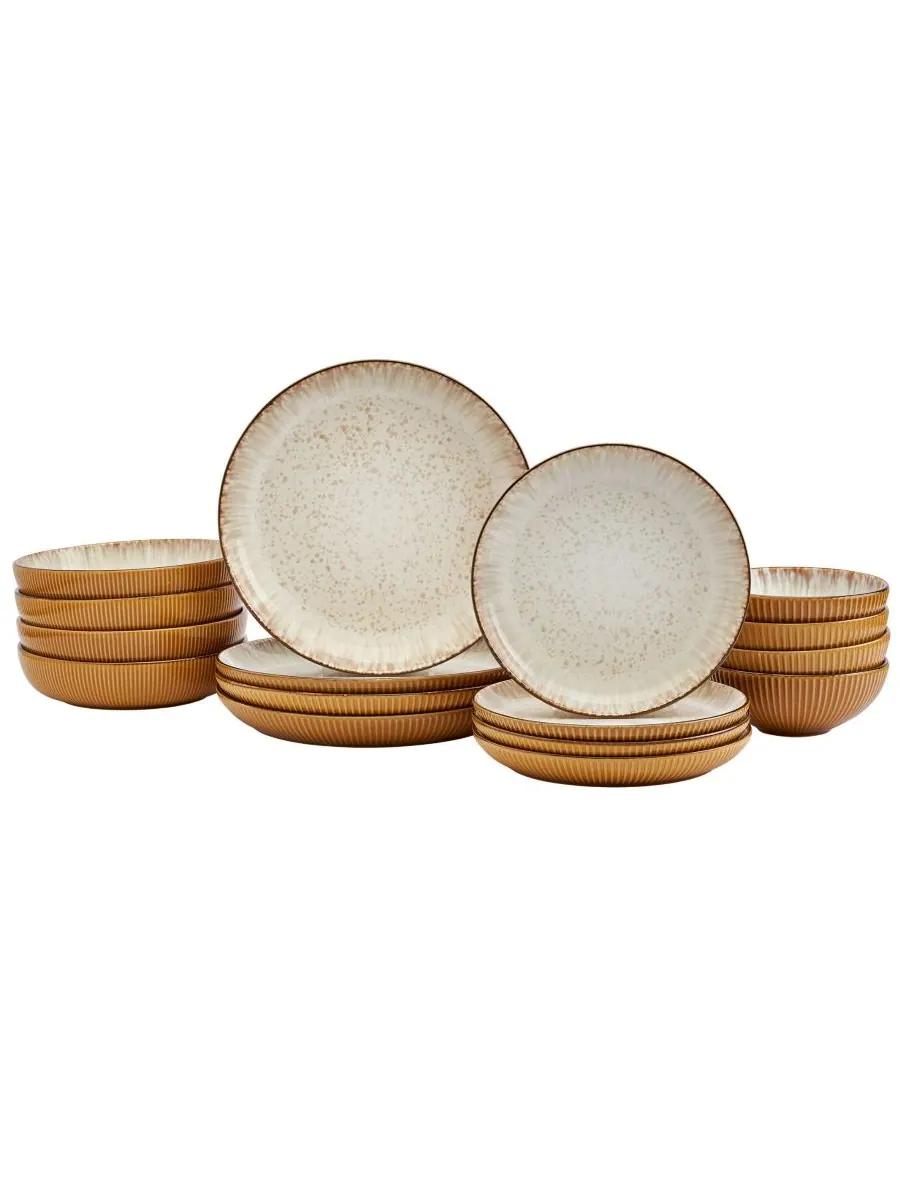 Tabletops Gallery Набор посуды Jura Caramel, 16 предметов, на 4 персоны — коричневый