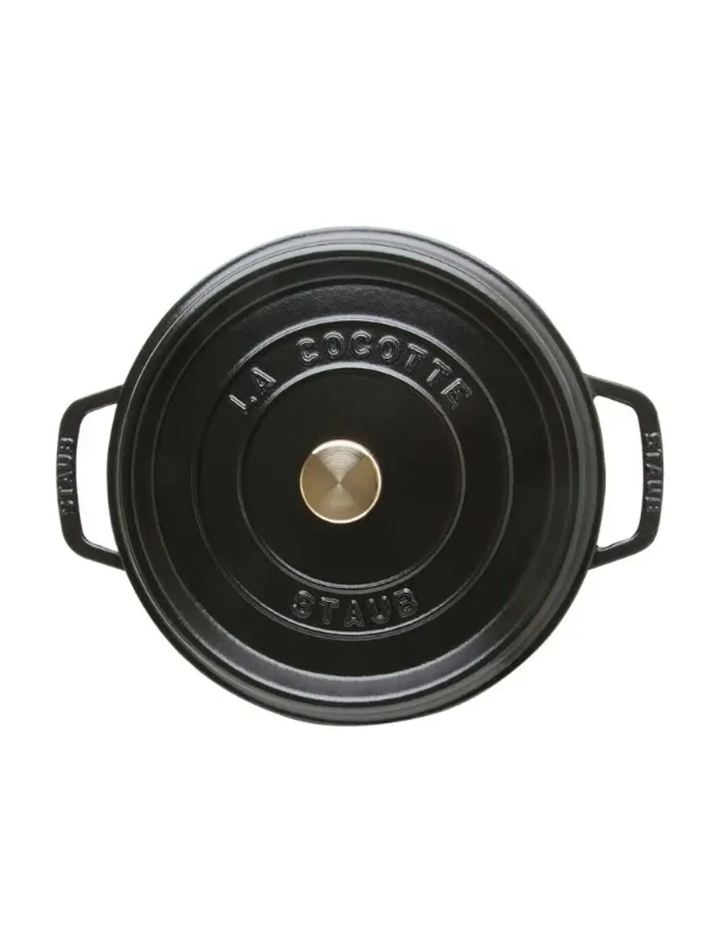 Круглая чугунная кокотница Staub, 24 см, 3.8 л — изображение 2 из 3, черный