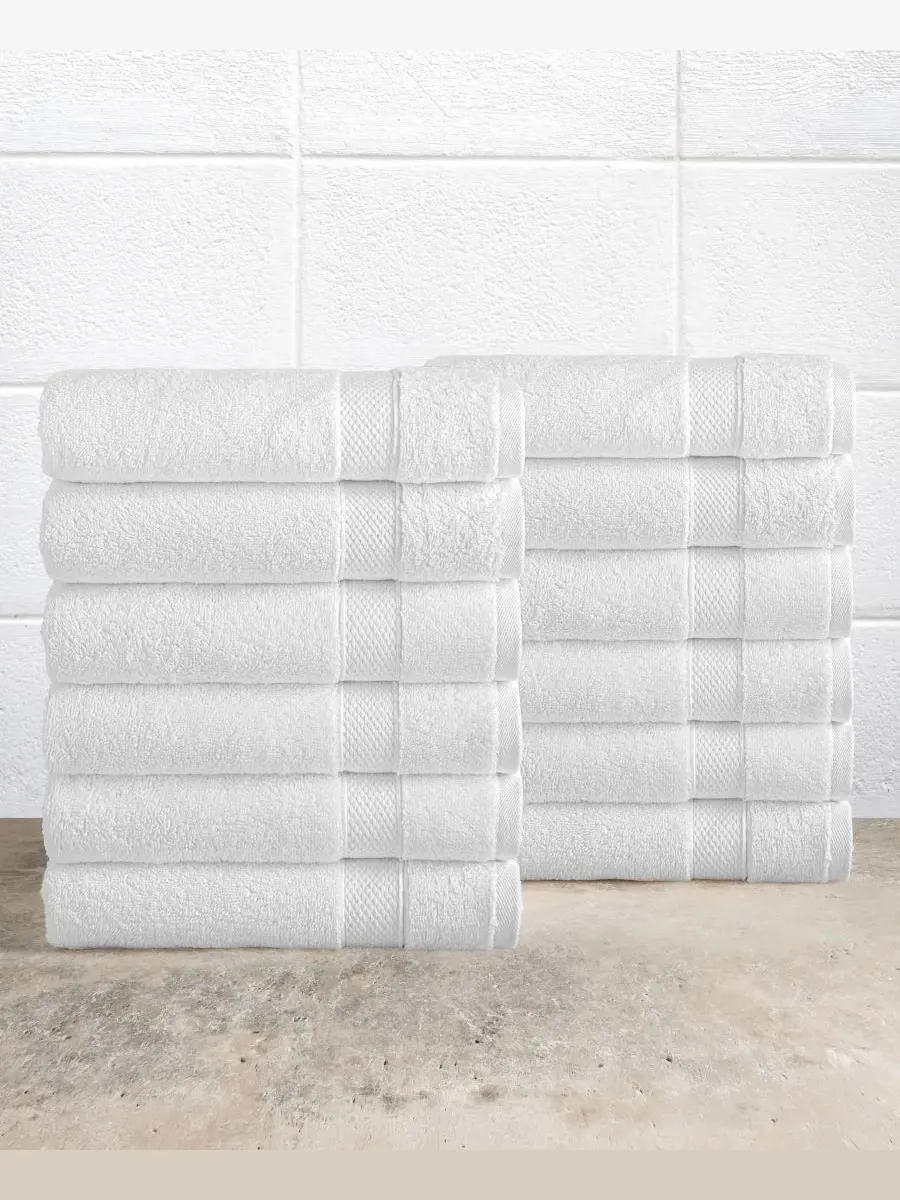 Набор полотенец для рук Anovia Turkish Cotton, 12 шт., 40x76 см Linum Home — изображение 6 из 7, белый