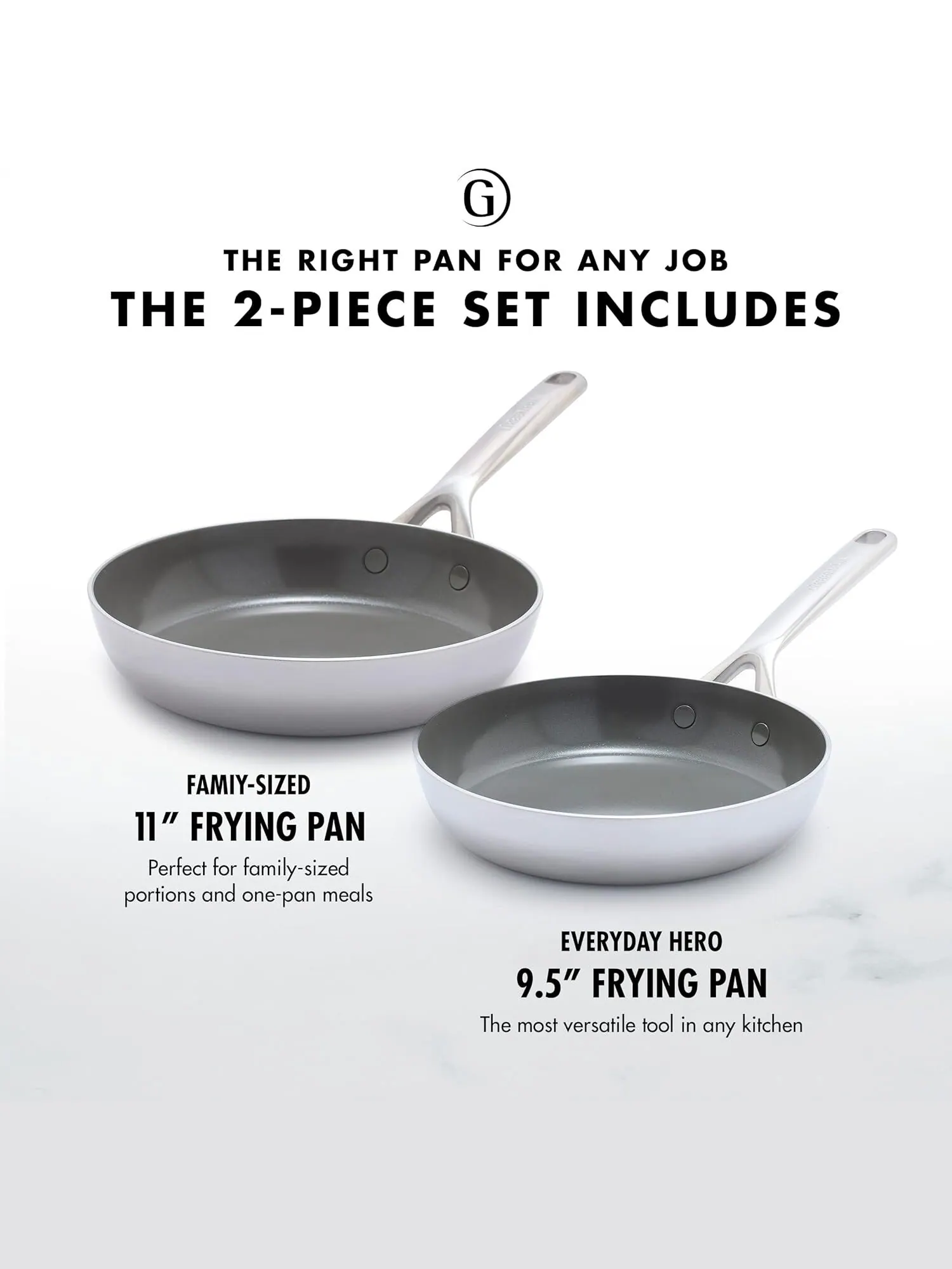 Набор сковород GreenPan GP5 Stainless Steel, 2 предмета, 26/30 см — изображение 3 из 9, серебряный