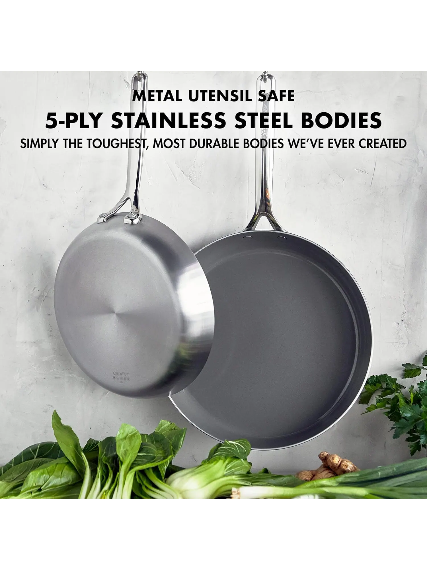 Набор сковород GreenPan GP5 Stainless Steel, 2 предмета, 26/30 см — изображение 5 из 9, серебряный