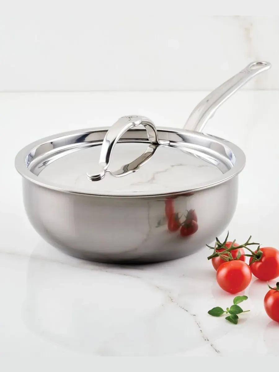 Сотейник NanoBond Molecular Titanium объемом 2 л с крышкой Hestan, нержавеющая сталь — изображение 4 из 10, серебристый