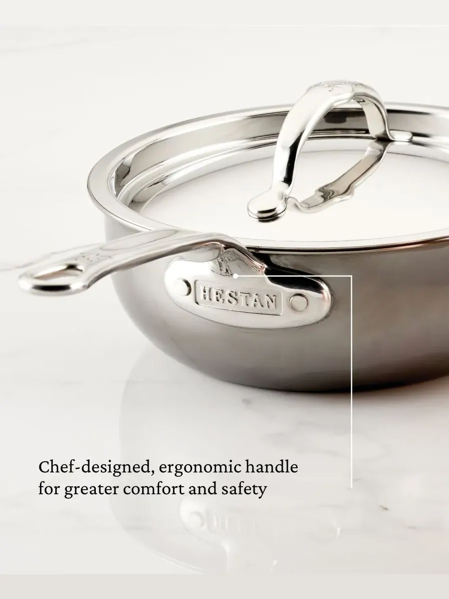 Сотейник NanoBond Molecular Titanium объемом 2 л с крышкой Hestan, нержавеющая сталь — изображение 9 из 10, серебристый