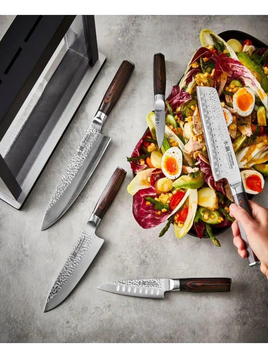 Набор из 6 ножей Damashiro Emperor Hisa с подставкой Cuisine::Pro — изображение 2 из 10, коричневый черный