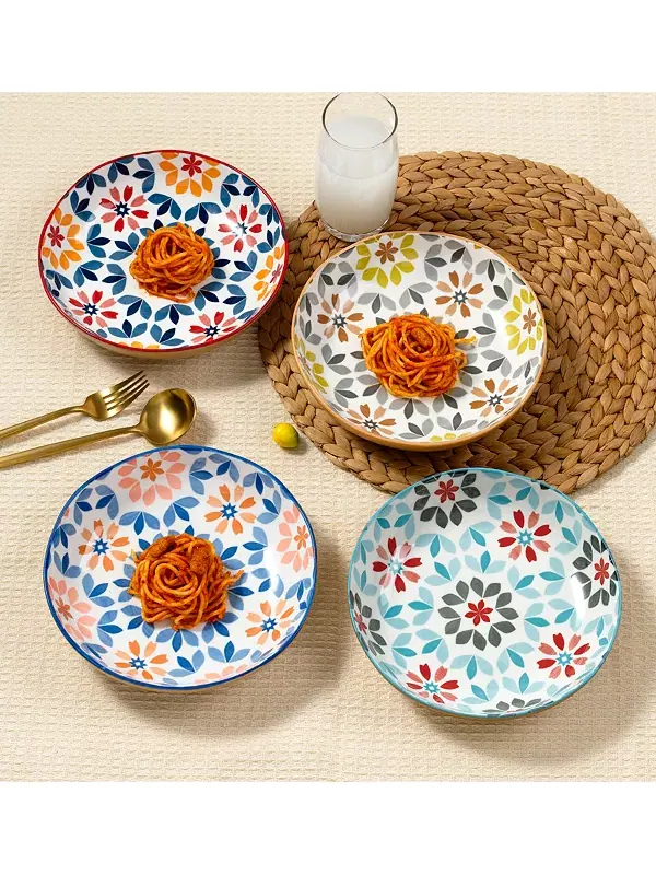 Миски для пасты с геометрическим рисунком, набор из 4 шт. Lorren Home Trends — изображение 3 из 4, мульти