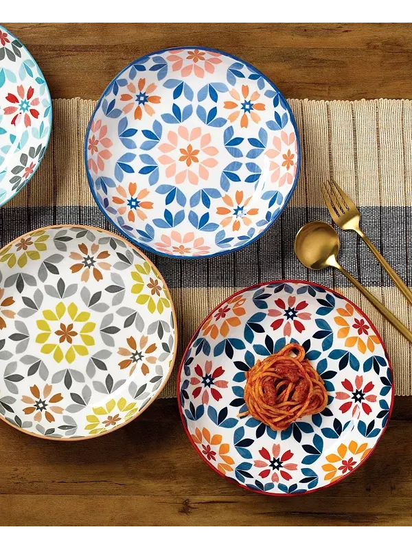 Миски для пасты с геометрическим рисунком, набор из 4 шт. Lorren Home Trends — изображение 4 из 4, мульти