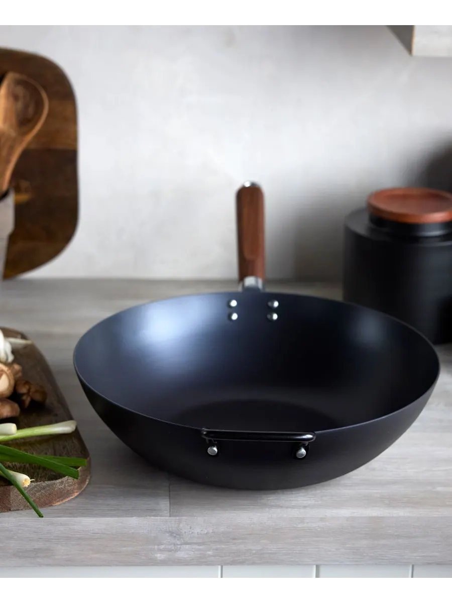 Сковорода-вок GreenPan Kyoto Carbon Steel, 35 см — изображение 2 из 8, черный