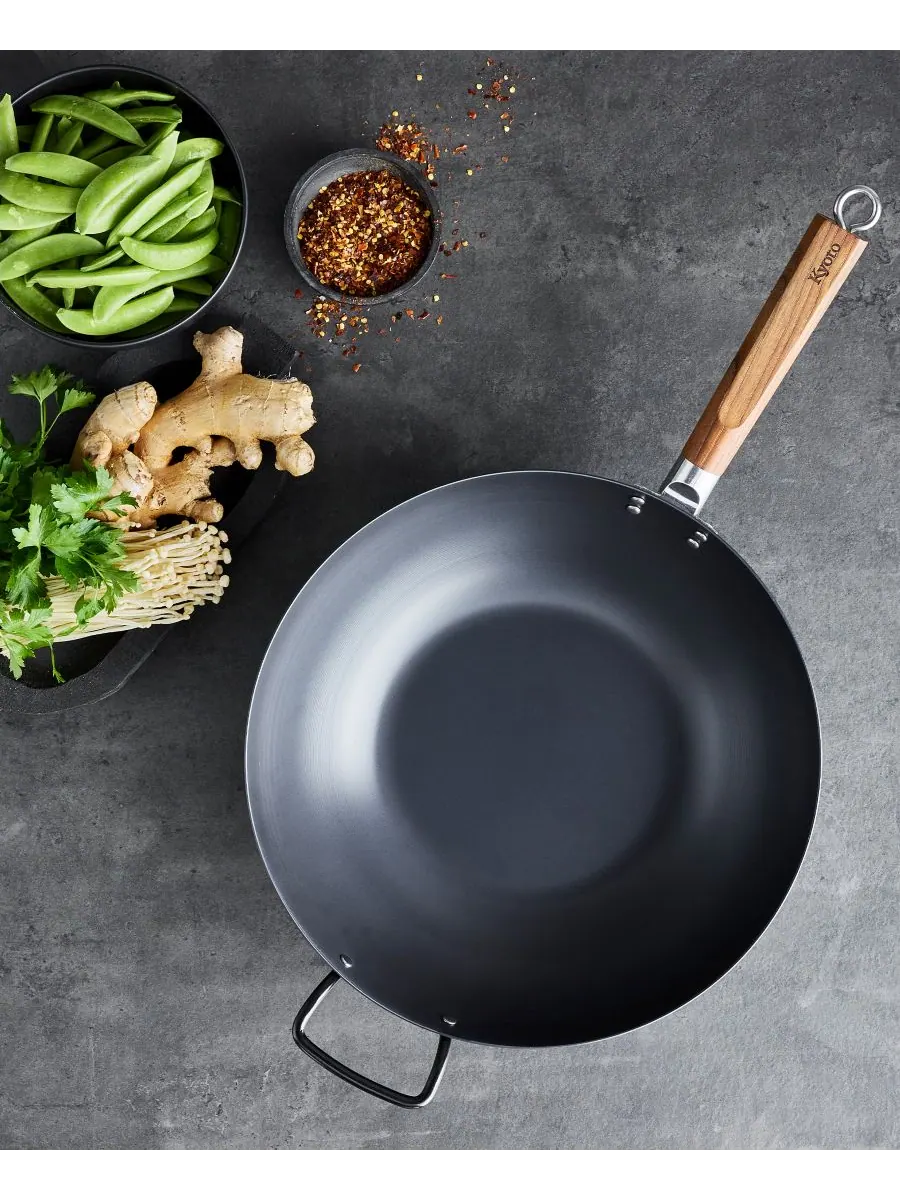 Сковорода-вок GreenPan Kyoto Carbon Steel, 35 см — изображение 3 из 8, черный