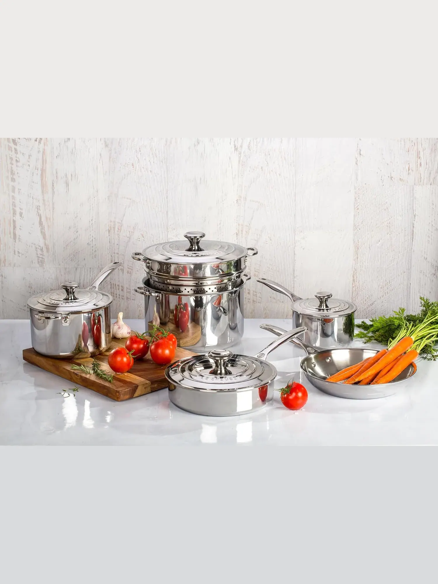 Набор посуды Le Creuset Tri-Ply Stainless Steel, 10 предметов — изображение 7 из 9, серебристый