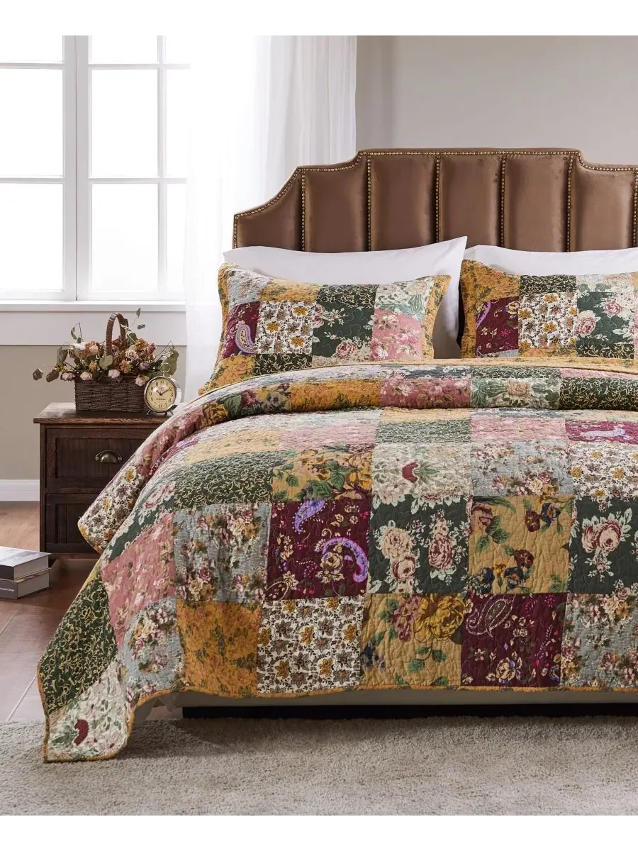 Стеганое одеяло-пэчворк Antique Chic, 100% хлопок, 229x229 см Greenland Home Fashions — изображение 2 из 4, мульти